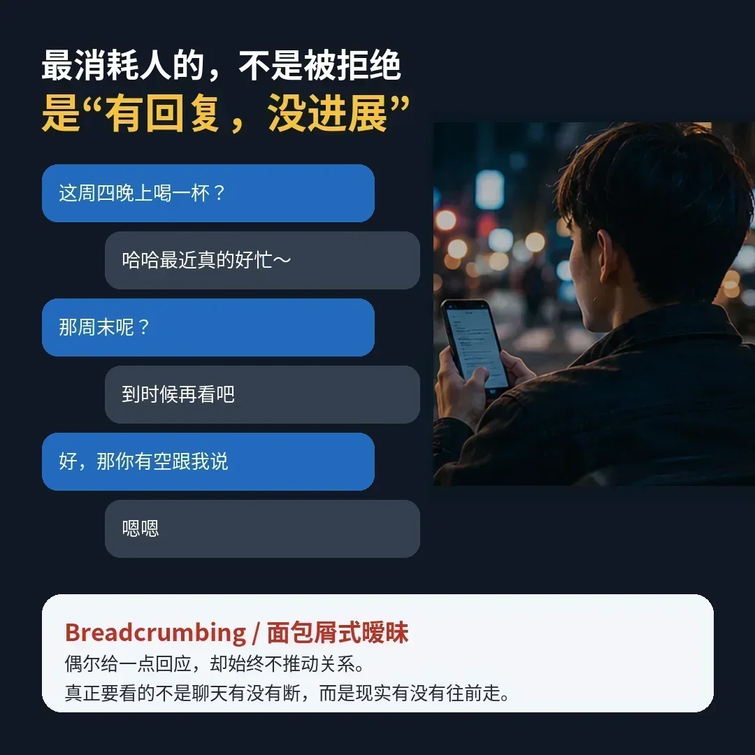 面包屑式暧昧：有回复，没进展